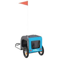 Hondenfietstrailer oxford stof en ijzer blauw en grijs - thumbnail