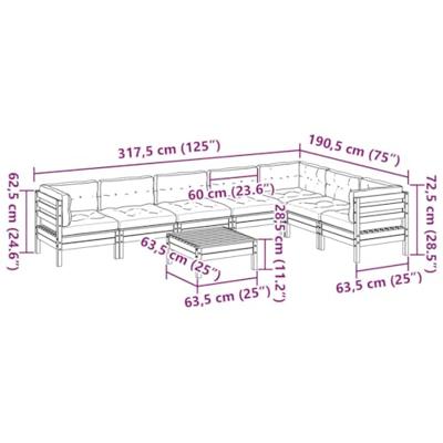8-delige Loungeset met kussens geïmpregneerd grenenhout