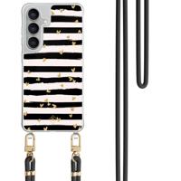 Samsung Galaxy S25 FE hoesje met zwart koord - Hart streepjes - thumbnail