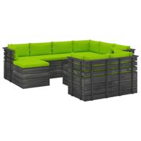 vidaXL 10-delige Loungeset met kussens pallet massief grenenhout - thumbnail