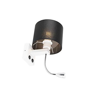 QAZQA Moderne wandlamp wit met zwarte kap - Brescia
