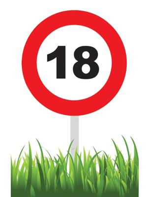 Verkeersbord 18 jaar Tuin