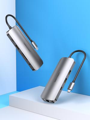 USB-HUB Vention TOMHB 100 W Zilverkleurig