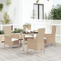5-delige Tuinset met kussens poly rattan beige - thumbnail