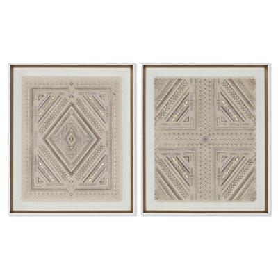 Canvas Home ESPRIT Wit Natuurlijk Boho 50 x 3,8 x 60 cm (2 Stuks)