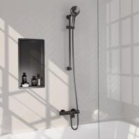 BRAUER Stripe Baddouche Thermostaatkraan - SET 02 - opbouw - glijstang - 3-standen handdouche - doucheslang - gunmetal geborsteld PVD 5-GM-341 - thumbnail
