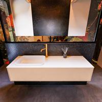 Badkamermeubelset Mondiaz Erin 150 cm met 1 Lade met RIDGE Wastafel Links Talc met 1 kraangat Greeploos Mat Rosee - thumbnail