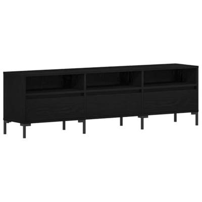 TV-kast met lade Zwart Eiken 150 x 30 x 44,5 cm Bewerkt hout