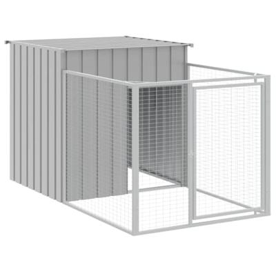 Hondenhok met dak 110x201x110 cm gegalvaniseerd staal grijs - thumbnail