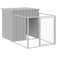 VidaXL Hondenhok met dak 110x201x110 cm gegalvaniseerd staal grijs - thumbnail