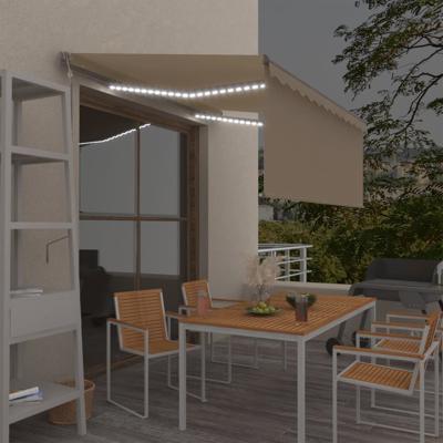 VidaXL Luifel automatisch met rolgordijn led windsensor 3x2,5 m crème