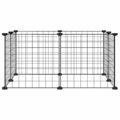 VidaXL Huisdierkooi met 8 panelen, zwart, 35x35 cm, staal