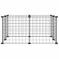 VidaXL Huisdierkooi met 8 panelen, zwart, 35x35 cm, staal - thumbnail