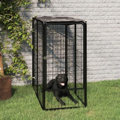 Hondenkennel 6 panelen 50 x 100 cm gepoedercoat staal zwart
