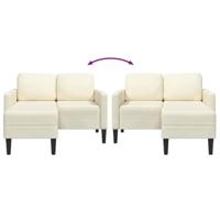 2-zitsbank met chaise L-vorm crmekleurig 125 cm fluweel - thumbnail