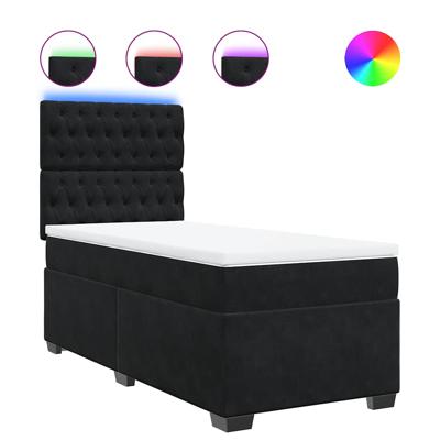 Boxspring met matras fluweel zwart 120x200 cm - thumbnail