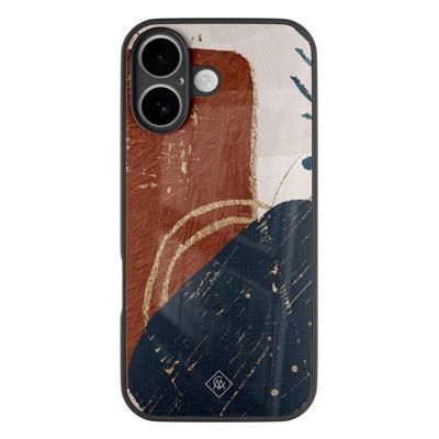 iPhone 16 glazen hardcase - Abstract terracotta