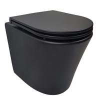 Wiesbaden Vesta Rimless Wandcloset Mat Zwart Met Flatline Toiletzitting Softclose En Quick Release Mat Zwart - thumbnail