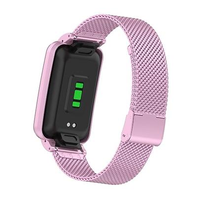 By Qubix - Milanese bandje met case - Lila - Xiaomi Smart band 7 Pro
