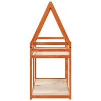 Stapelbed met dak massief grenenhout wasbruin 80x200 cm - thumbnail