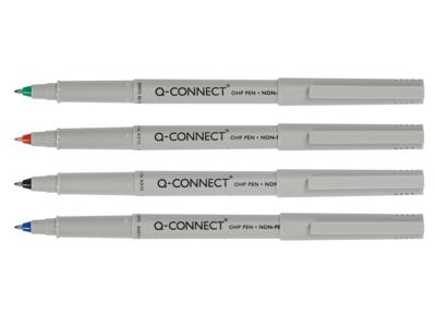 Q-CONNECT OHP marker, non permanent, fijn, set van 4 stuks in geassorteerde kleuren