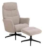Bendt Relaxfauteuil 'Talisha' Met voetenbank, Bouclé, kleur Beige - thumbnail