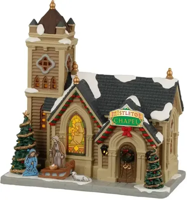 Lemax mistletoe chapel verlichte kerk Caddington Village 2022