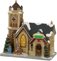 Lemax mistletoe chapel verlichte kerk Caddington Village 2022 - thumbnail