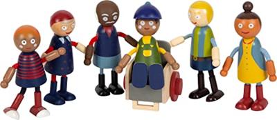 Small Foot houten poppenhuis familie met rolstoel, 6st.