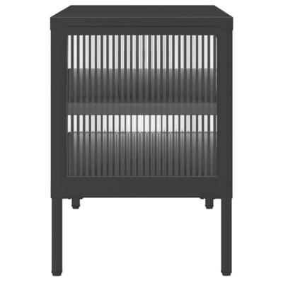 Tv-meubel 105x35x50 cm glas en staal zwart Tv-meubel 105x35x50 cm glas en staal zwart