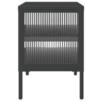 Tv-meubel 105x35x50 cm glas en staal zwart - thumbnail