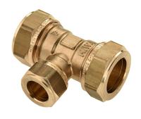 Bonfix knelkoppeling - T-stuk verlopend - 28mm x 15mm x 22mm - Messing - thumbnail