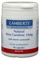 Lamberts Bèta Caroteen 15 mg Natuurlijk Capsules - thumbnail