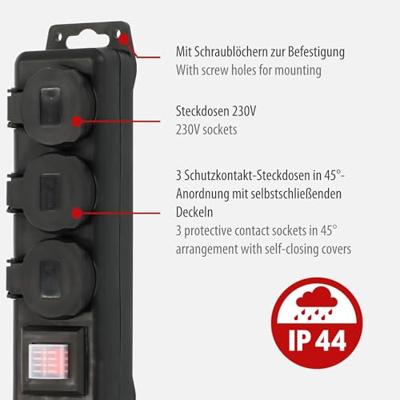 Brennenstuhl 1159950013 Stekkerdoos met schakelaar voor buiten Zwart