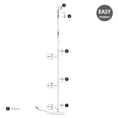 Industrie Vloerlamp - Zwart metalen Staande Lamp - 20.3/20.3/159cm - Inclusief LED G9 Lichtbron 3W 270Lm 2700K - met dimschakelaar - Voor slaapkamer en woonkamer
