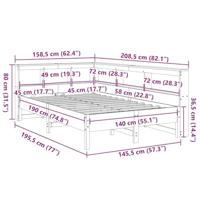 Bed met boekenkast zonder matras grenenhout wasbruin 140x190 cm - thumbnail