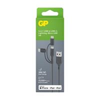 GP GPCBCY1NGYUSB313 USB-laadkabel USB 2.0 USB-A stekker, Apple Lightning stekker, USB-micro-B stekker, USB-C stekker 1.00 m Grijs - thumbnail