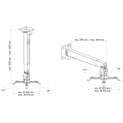 Schwaiger LWH310WD Wand/plafond Wit projector beugel Schwaiger LWH310WD Wand/plafond Wit projector beugel