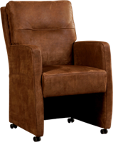 Leren eetkamerfauteuil Sharp met armleuning en wieltjes - Echt leer, Landelijk, Comfortabel en kies uit meer dan 150+ kleuren - Ontdek de Vele Leersoorten en Kleuren bij ShopX - thumbnail