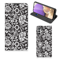 Samsung Galaxy A32 5G Smart Cover Black Flowers - thumbnail