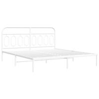 Bedframe met hoofdbord metaal wit 180x200 cm - thumbnail