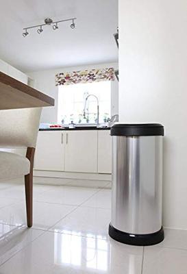 Curver decobin afvalbak ovaal push 40 liter zilver metallic Curver decobin afvalbak ovaal push 40 liter zilver metallic