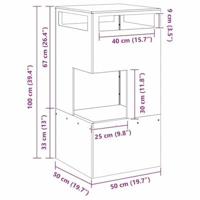 Vuurkorf Bruin 50 x 50 x 100 cm Cortenstaal