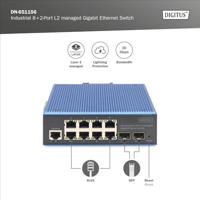 Digitus DN-651156 Industrial Ethernet Switch 8 + 2 poorten 10 / 100 / 1000 MBit/s - thumbnail