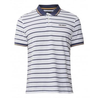 Tenson polo Gian heren katoen wit/blauw Tenson polo Gian heren katoen wit/blauw