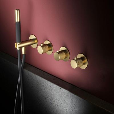 Thermostatische Douche/Badkraan Hotbath Cobber X Inbouw Met 2 Stopkranen En Handdouche Geborsteld Messing PVD