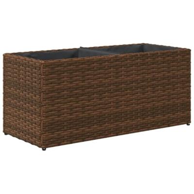 VidaXL Plantenbakken met 2 potten 2 st 72x30x32 cm poly rattan bruin