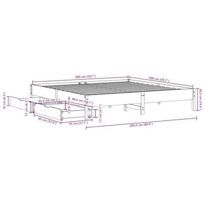 Bedframe zonder matras massief grenenhout wit 200x200 cm