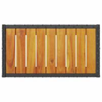 Tuinbank 2-zits met kussens en tafel poly rattan zwart - thumbnail