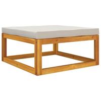 Tuinvoetensteun met kussen massief acaciahout lichtgrijs - thumbnail